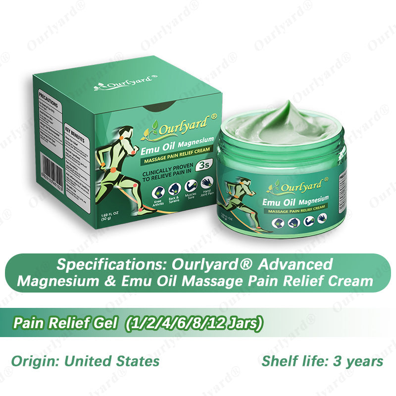 🦴FDA Approved|Ourlyard® Advanced Magnesium & Emu Oil Massage Pain Relief Cream (🏅The Ultimate Solution for Muscle Aches, Arthritis, Joint Pain, Nerve Pain, Inflammation, and Stiffness)