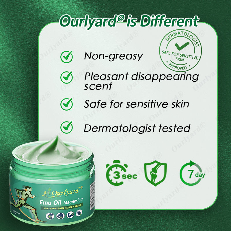 🦴FDA Approved|Ourlyard® Advanced Magnesium & Emu Oil Massage Pain Relief Cream (🏅The Ultimate Solution for Muscle Aches, Arthritis, Joint Pain, Nerve Pain, Inflammation, and Stiffness)