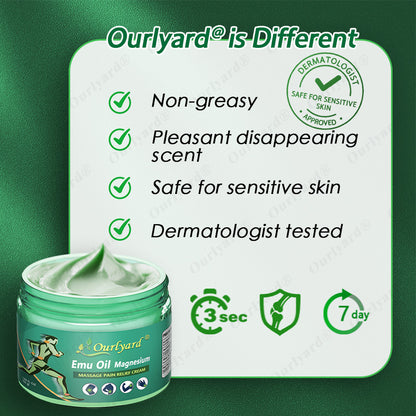 🦴FDA Approved|Ourlyard® Advanced Magnesium & Emu Oil Massage Pain Relief Cream (🏅The Ultimate Solution for Muscle Aches, Arthritis, Joint Pain, Nerve Pain, Inflammation, and Stiffness)